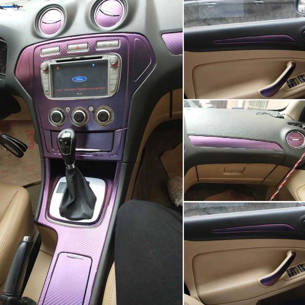 Для Ford Mondeo MK2/3 2007-2013Interior центральной Управление Панель дверная ручка 5 мм Углеродистой волокно наклейки стайлинга автомобилей аксессуары