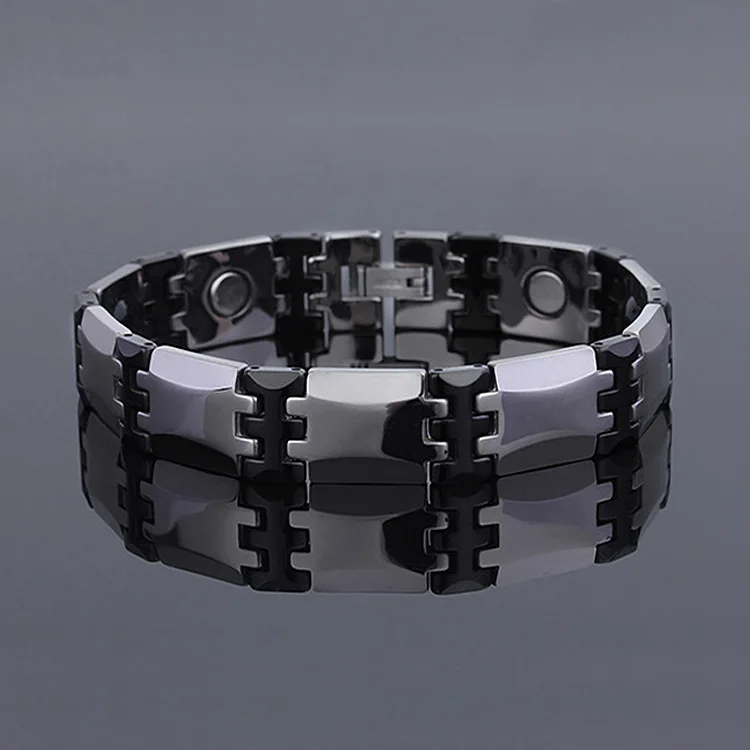 

Male Bracelet Shiny crystal Titanium Fashion Health Jewelry Magnetic Hologram Bracelet Charm Chain & Link Bangle