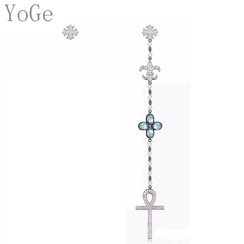 Женские ассиметричные серьги YoGe E1547 модные длинные серьги-капельки с