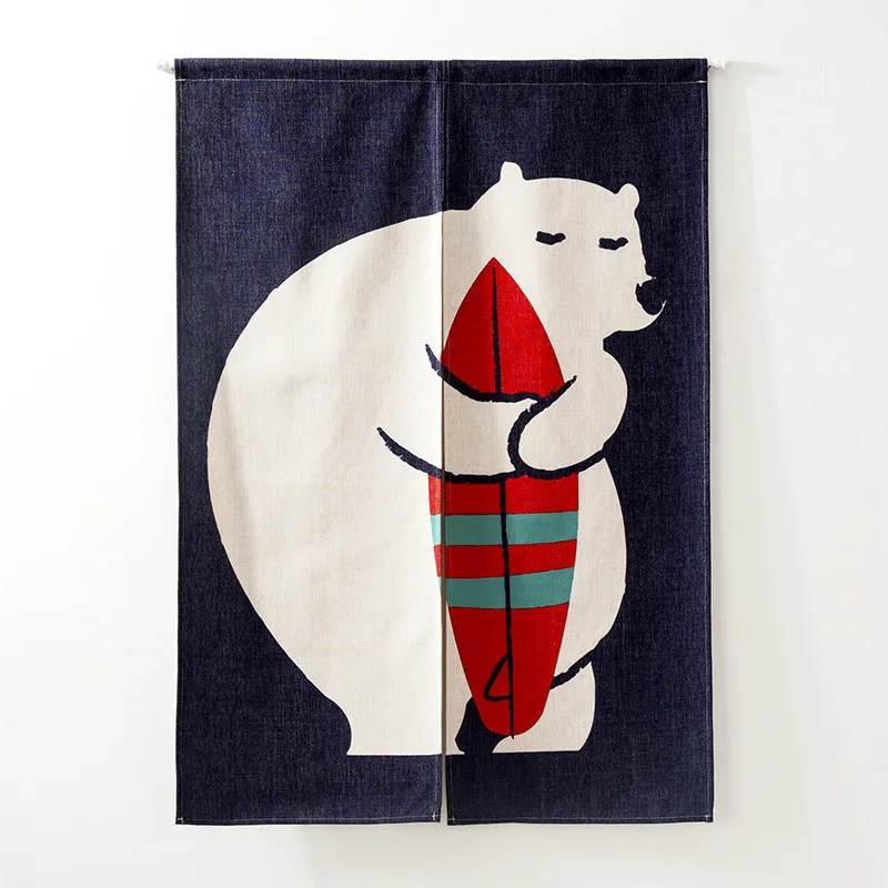 Cartoon Cute Animal Dog Cat Panda Half-curtain Window Customize Partition Home Toilet Restaurant Kitchen Door Curtains - Цвет: Темный хаки