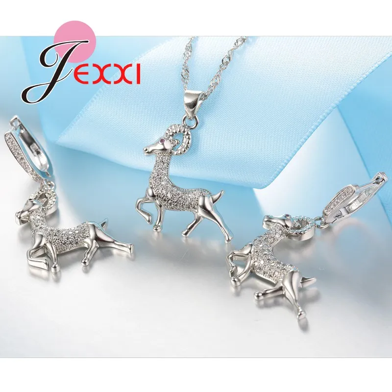 

Animals Goat Shape Jewelry Sets Fill CZ For Girls Nice Birthday Gifts Sterling Necklace Earrings 925 Silver Fine Jewelry