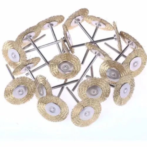 

10Pcs 22mm Mini Hard Steel / Copper Wire Wheel Polish Brushes For Dremel Rotary