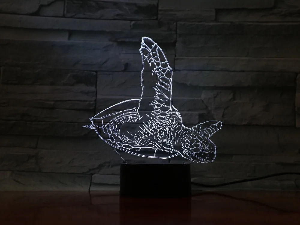 

3D1344 Sea Turtle 3D LED Light Desk Table Halloween Decoration Father Gift Kid Graduation Holiday USB 7 Colors Change Lava Lamp
