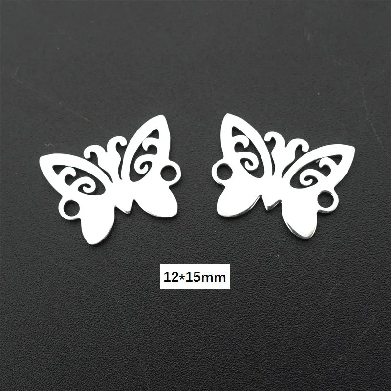 butterfly Соединители из нержавеющей стали животные лошадь Бэтмен кошка Фламинго Дельфин Ящерица Собака Лебедь Подвески Diy Изготовление, поиск ювелирных изделий 5 шт./лот - Цвет: butterfly
