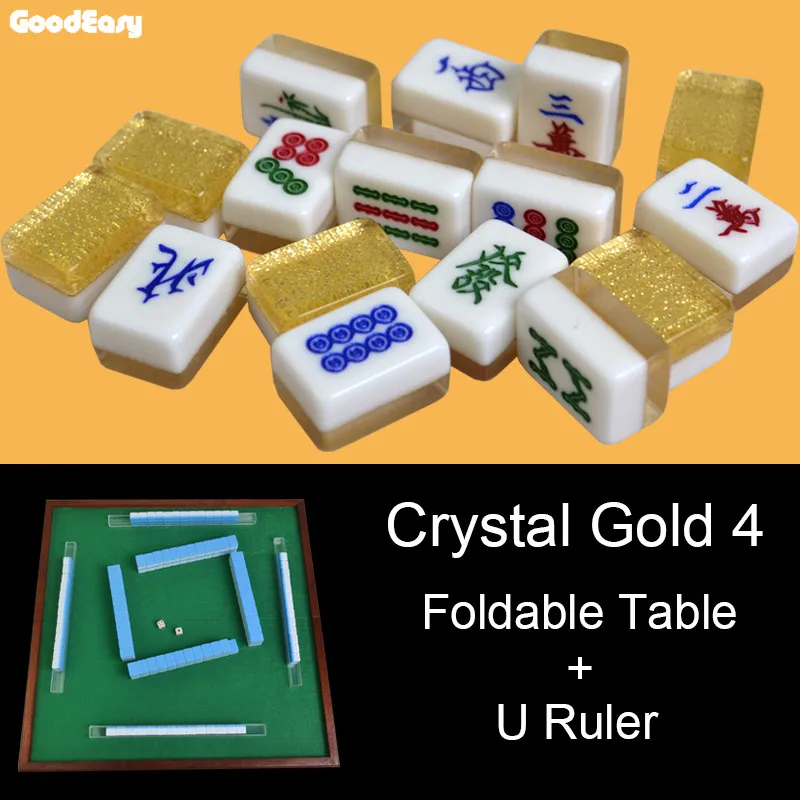 Gold U Ruler Table JIESITE высокое качество путешествия мини Меламиновый Набор для игры в маджонг со складным столом с U линейкой забавная семейная настольная игра - Цвет: Gold U Ruler Table