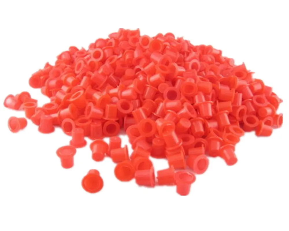 1000 шт 8 мм маленький размер красные пластиковые тату Чернила крышки чашки