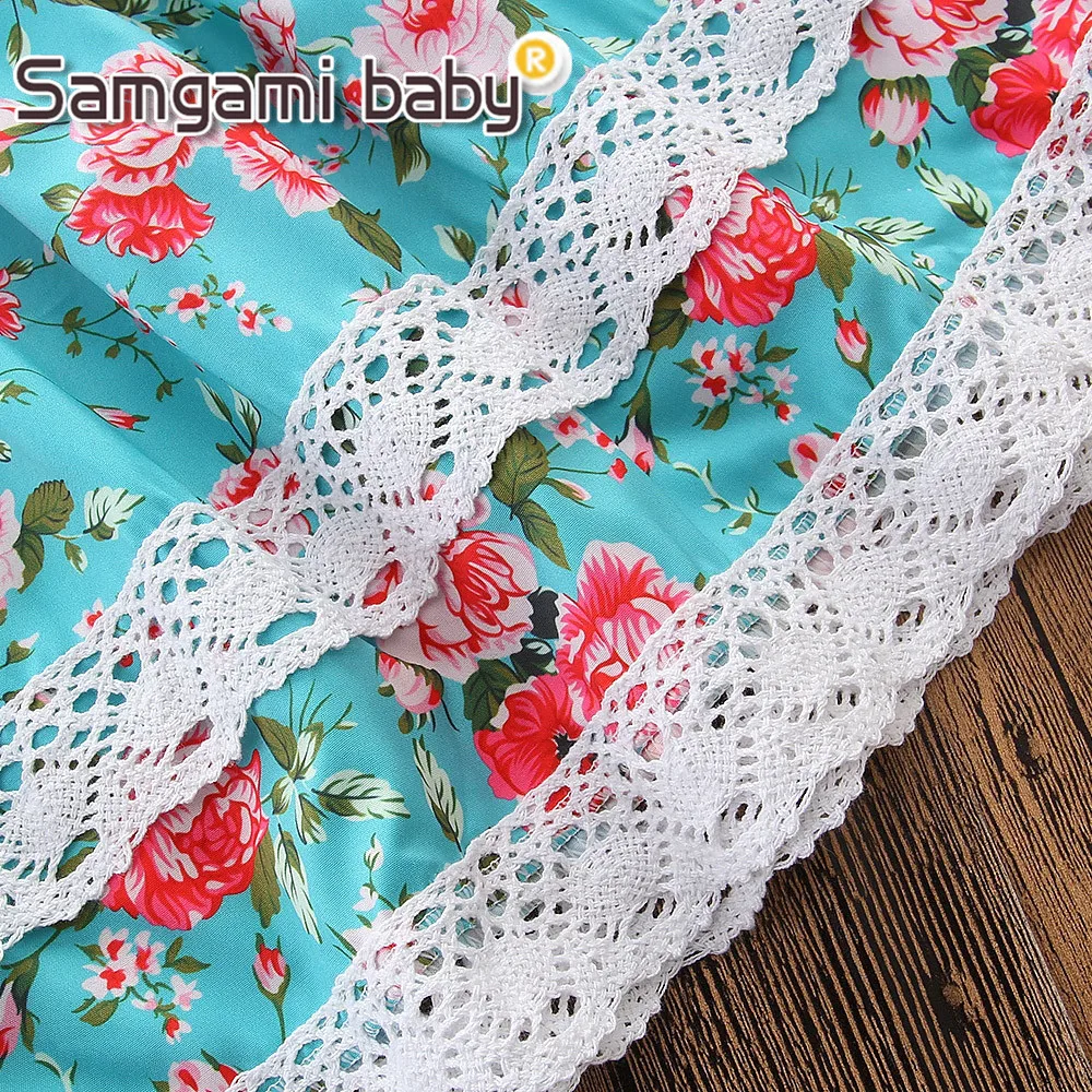 SAMGAMI/Летняя одежда для маленьких девочек костюм с цветочным принтом топы без