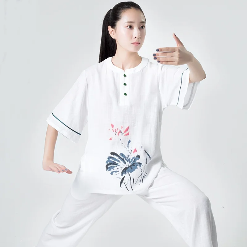 Традиционная китайская одежда для женщин 2019 летняя форма тайцзи с коротким