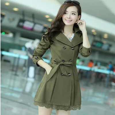 2015 New Hot Autumn long trench coat for women lace fashion british style windbreaker abrigos mujer coats 8 color M XXL YYF002|jacket winter