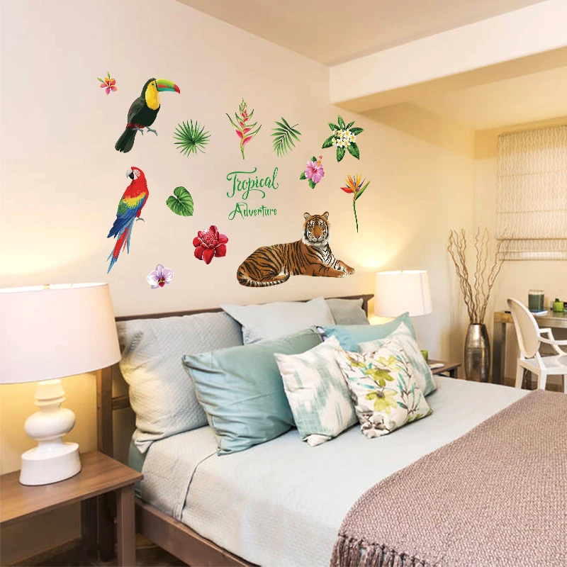 Китайский стиль животных тигра птицы цветок Спальня Гостиная съемные