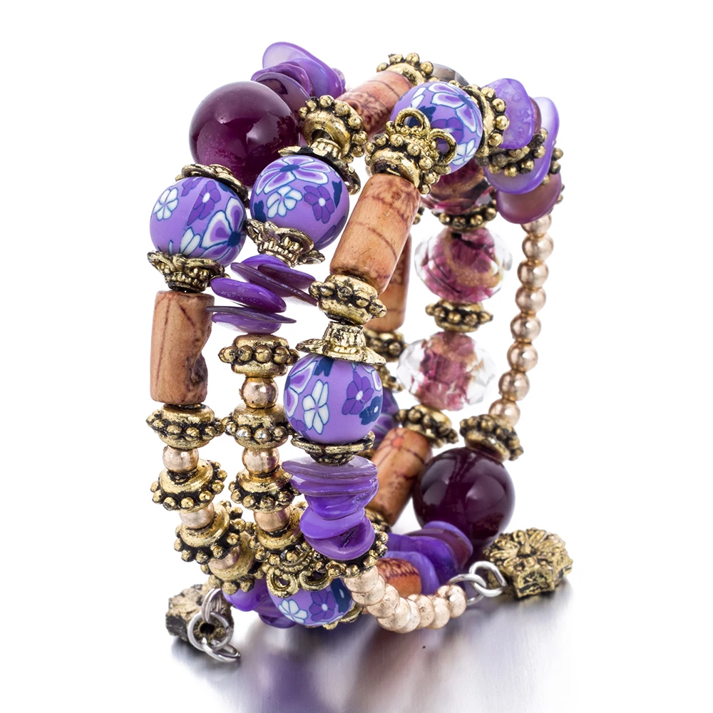 FAMSHIN Винтажные Ювелирные изделия богемный красочный браслет с шариками и