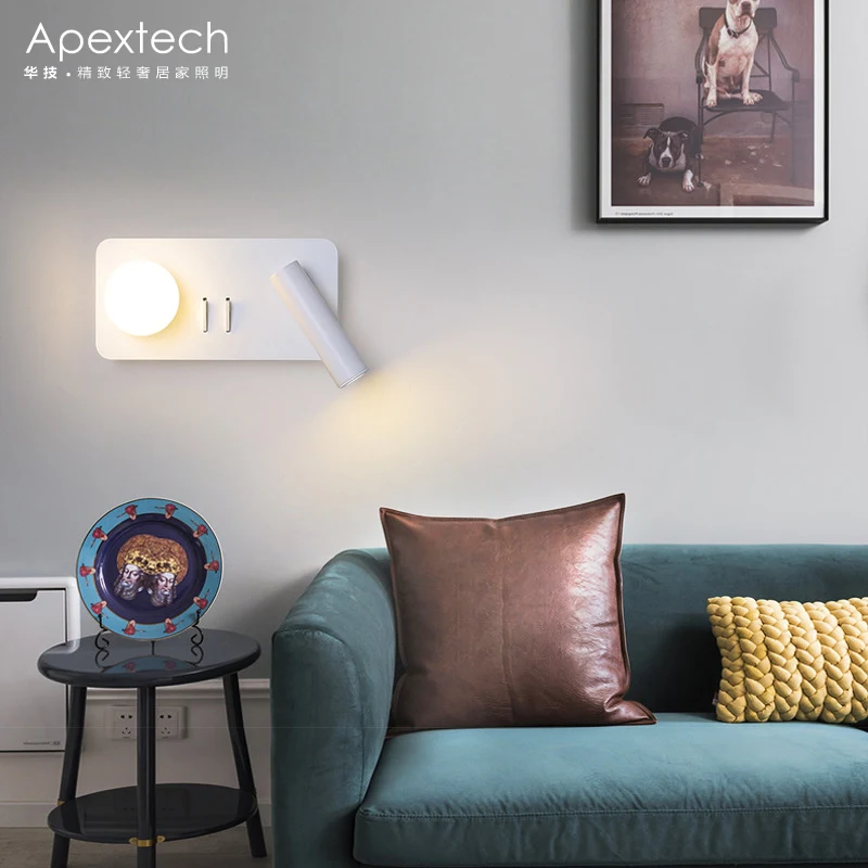 Rectangle Apextech светодиодный настенный светильник, Ночной светильник для спальни, настенный прикроватный светильник для чтения, поворотный угол с двойным переключателем - Цвет абажура: Rectangle