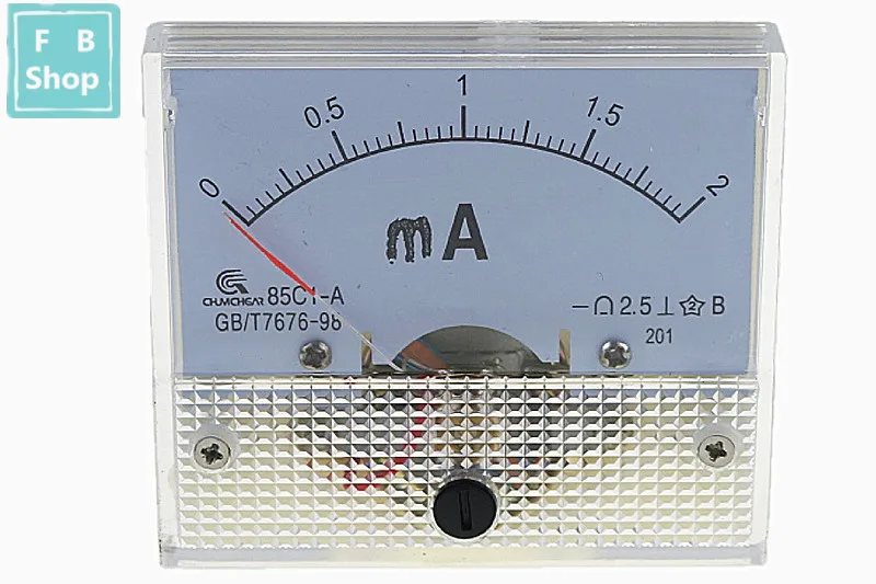 2mA 1 шт. 85C1-mA 1mA 2mA 3mA 5mA 10mA 20mA DC стрелочный Амперметр 85C1 серии аналоговая AMP метр 64*56 мм Размер - Цвет: 2mA