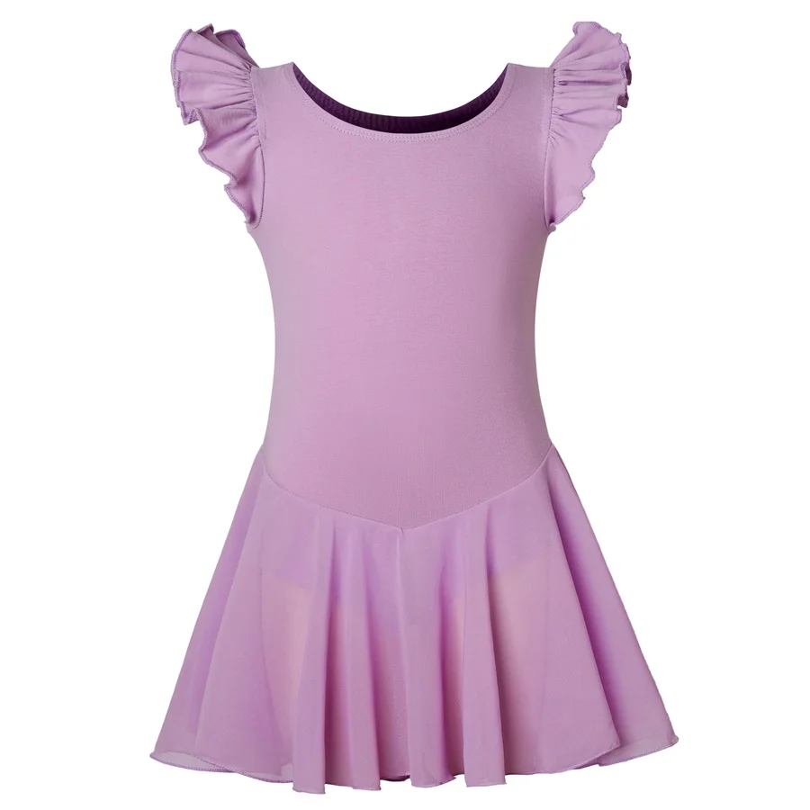 

Girls Dance Ballet Leotard with Flying Sleeve Flowy Tutu Skirt Children Cotton Dress Kids Sleeveless Dancewear Unitard Costume
