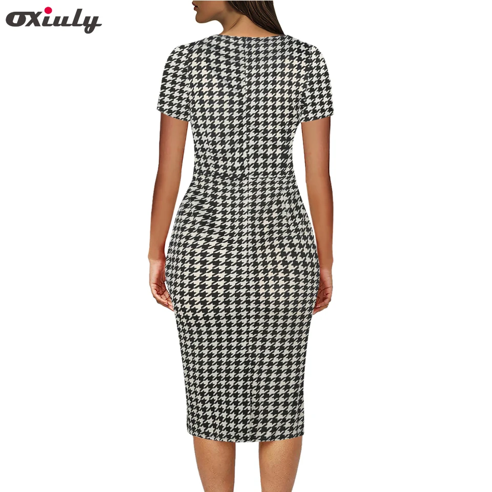 Женское контрастное платье Oxiuly элегантное до колена с длинными рукавами и