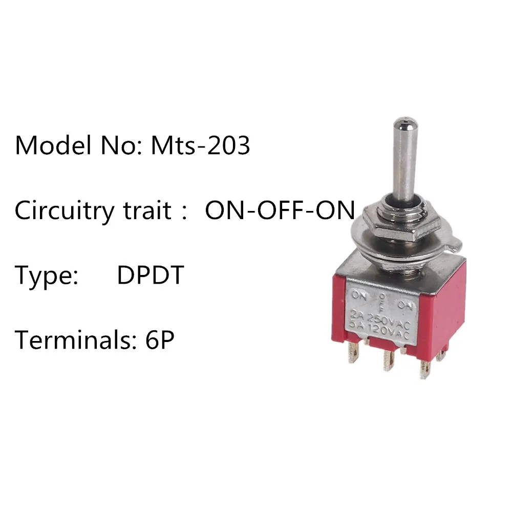1 шт. миниатюрный тумблер красный Mts-102 MTS-101 MTS-202 MTS-303 MTS-402 250V 2A 125V 5A - Цвет: MTS-203