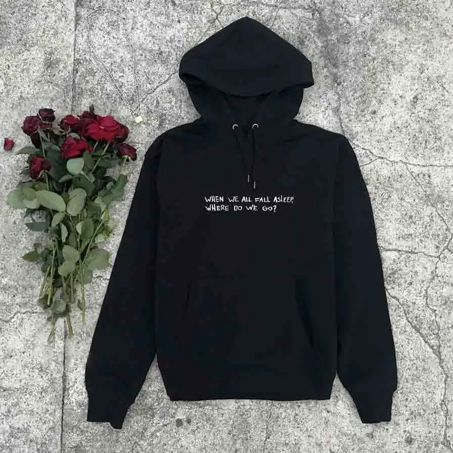 Black-white txt Когда мы все засыпаем где мы ходим, Толстовка Женская мода гранж эстетический camisetas tumblr Теплый Прохладный хипстерский свитер наряд - Цвет: Black-white txt
