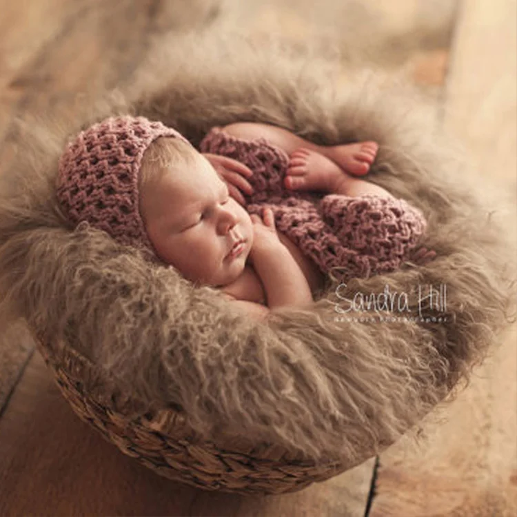 Фон для фотосъемки детей 24 дюйма квадратный из чистой шерсти с мехом реквизит