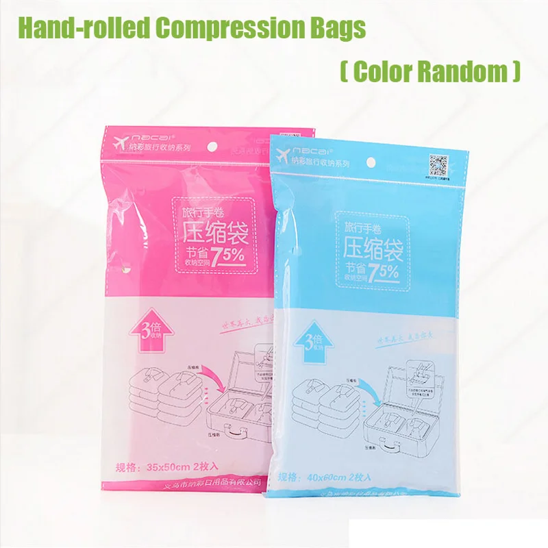 

2pcs Vacuum Compression Bags Waterproof Clothing organizer Bag Travel suitcase Hand Pressure Type Portable Package