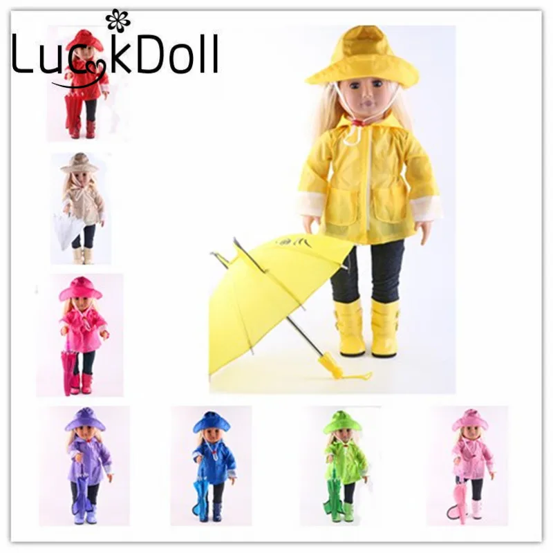 LUCKDOLL комплект из шести предметов дождевик 18 дюймов американские кукольные