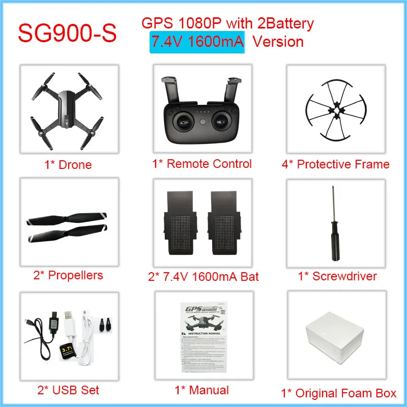 Black1080p2BFoam Профессиональный gps Дрон с wifi FPV 1080P 720P HD камера SG900S 20minis Flying Follow Me Hold складной Радиоуправляемый Дрон вертолет - Цвет: Black1080p2BFoam
