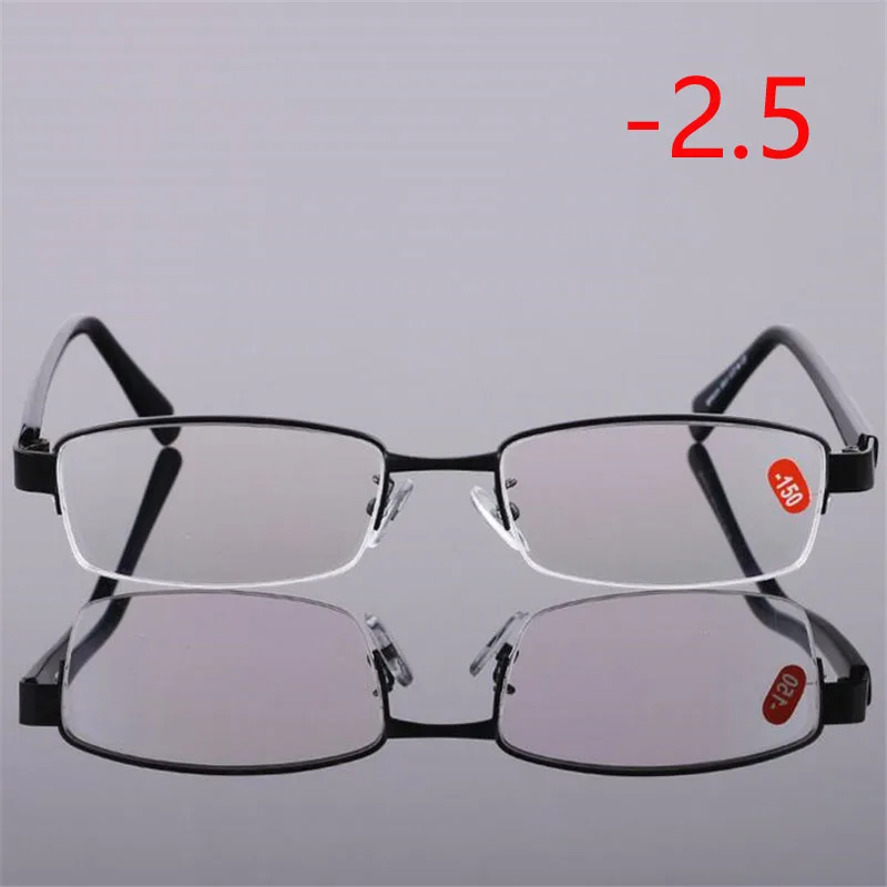 Myopia 250 1,0-1,5-2,0-2,5 до-6,0 полуоправа очки для близорукости женские и мужские модные Асферические полимерные оптические очки черная оправа - Цвет оправы: Myopia 250