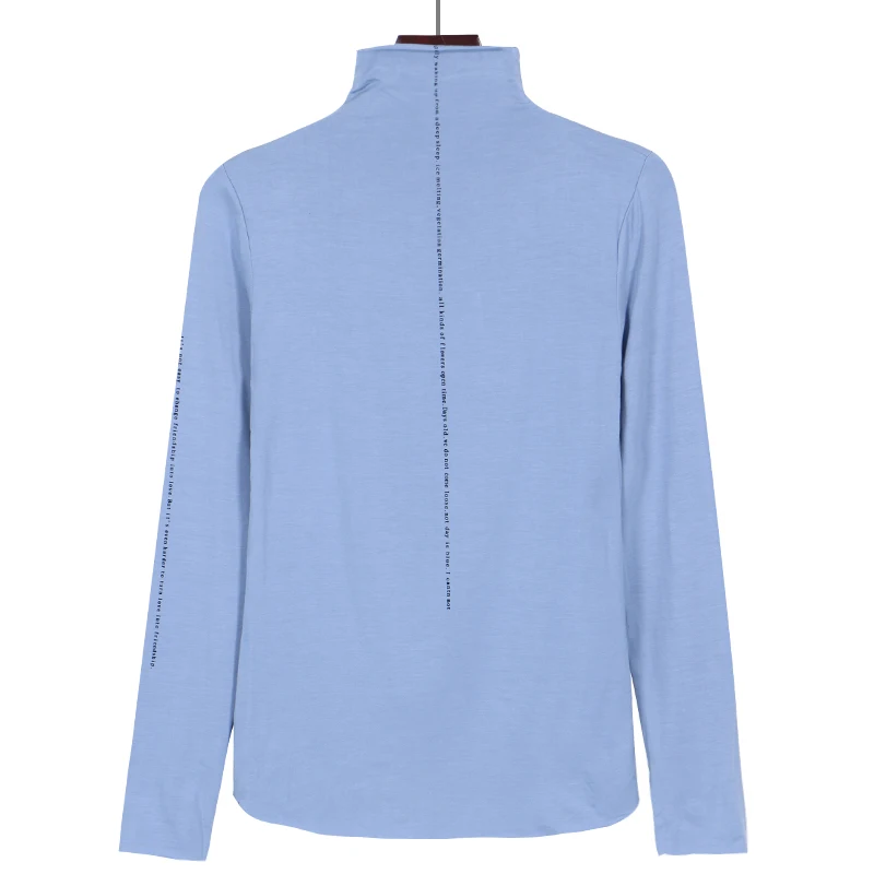 

Modal T Shirt Women Long Sleeve Turtleneck Winter Bottom T-Shirt Letter Print T-shirts For Women Cotton Tops Tees Camisetas