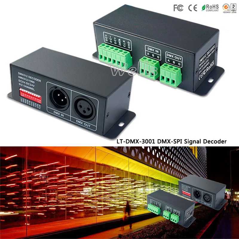 Ltech DMX SPI декодер LT 3001 Светодиодный контроллер поддерживает TLS3001 TLS3002 вождения IC
