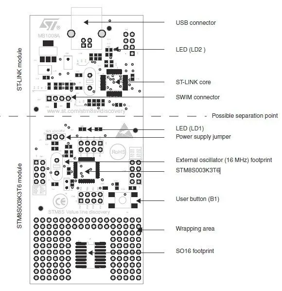 STM8 плата STM8SVLDISCOVERY STM8S003K3T6 STM8S003 Value Line набор для обнаружения оценочная разработки
