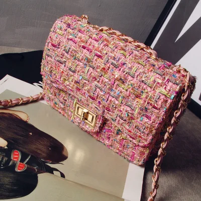 Новинка 2019 женская модная шерстяная маленькая квадратная сумка с замком через