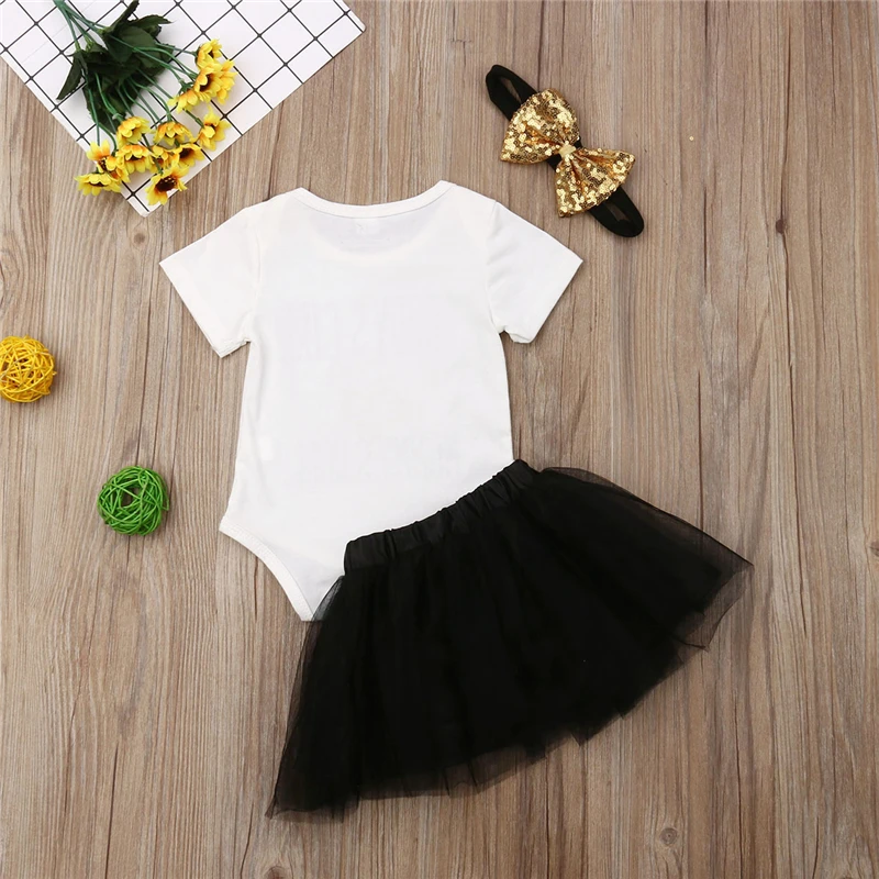 Комплект летней одежды для новорожденных девочек топ с надписью и блузка бантом