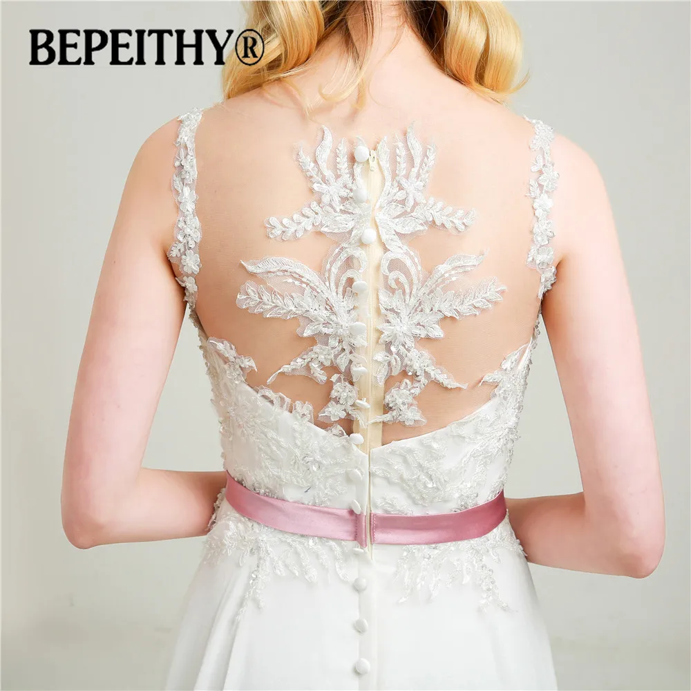 Модное пляжное свадебное платье прозрачная задняя часть с поясом Vestidos De Novia
