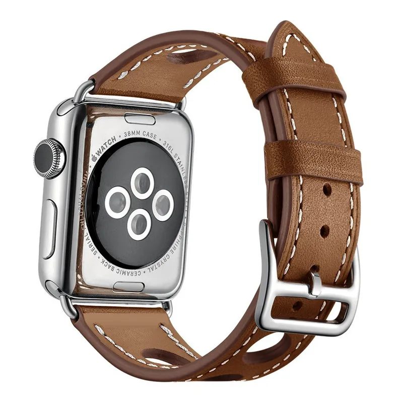Ремешок из натуральной кожи для часов Apple Watch Series 5 4 3 2 1 44 мм 40 мм 42 мм 38 мм сменный Браслет для iWatch наручные - Цвет ремешка: Brown