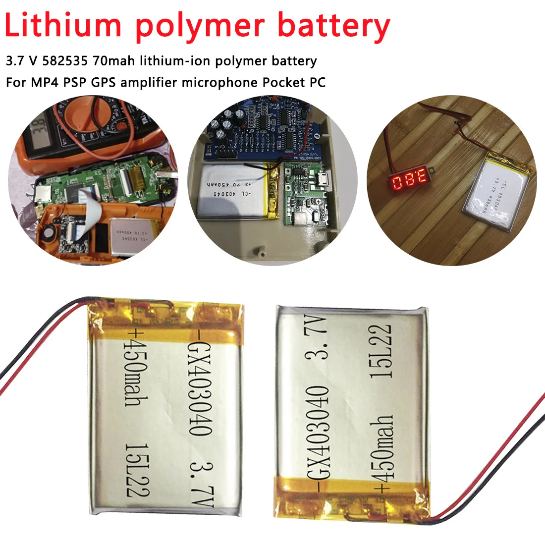 1 шт. 403040 батарея 3 7 V 450mAh литий полиэфирные Аккумуляторы для Power bank Gps DVD