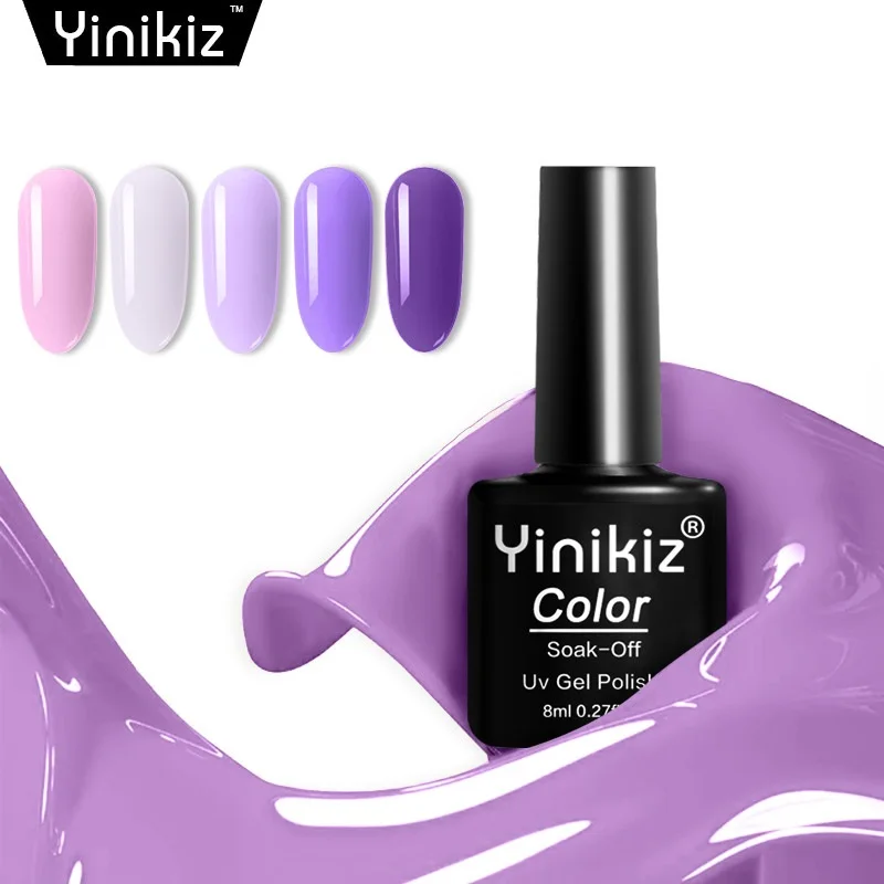 Yinikiz новые продукты 8 мл Гель лак для ногтей чистого фиолетового цвета стойкий