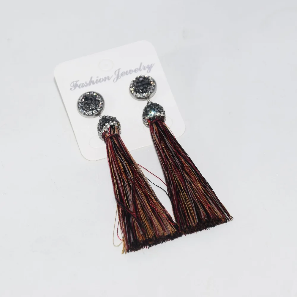 1 шт. модные красные черные синие коричневые винтажные длинные серьги с