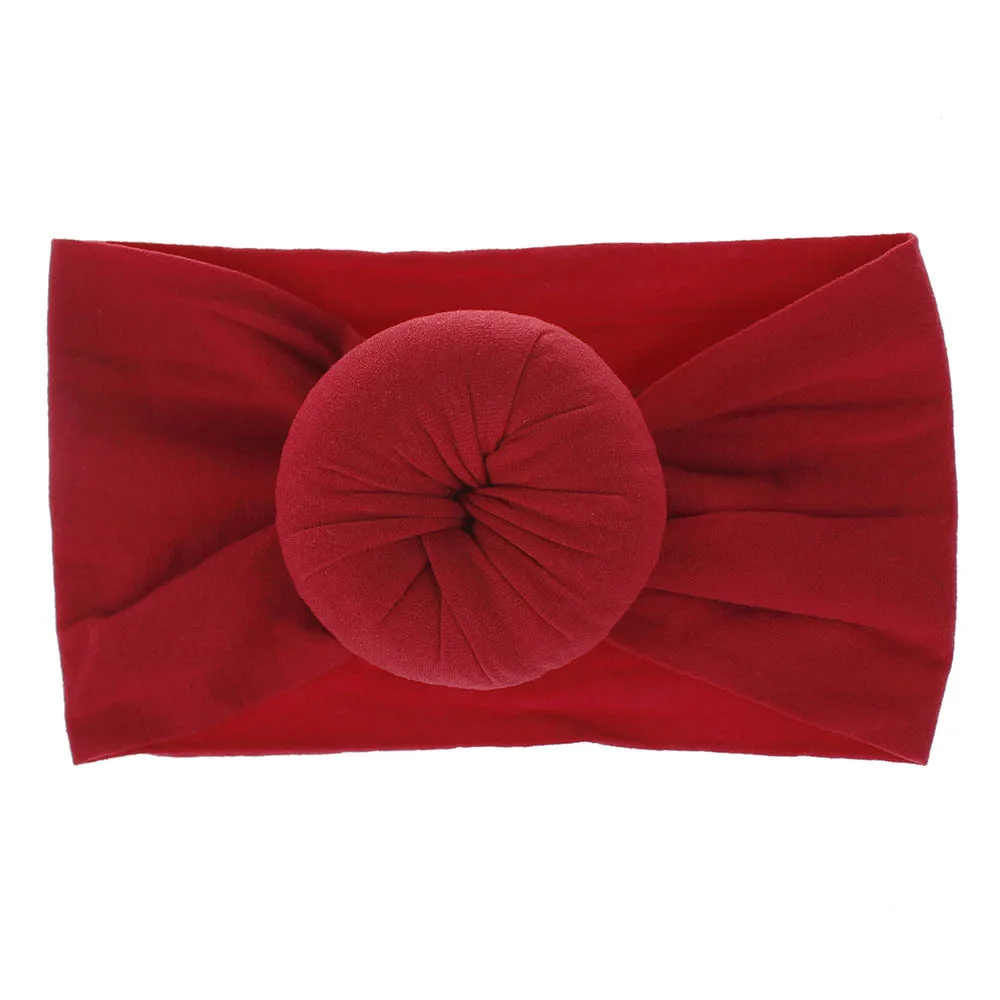 Burgundy Round Новинка, мягкие нейлоновые повязки на голову, детский топ с бантом, эластичная повязка на голову, круглая повязка на голову, аксессуары для волос для новорожденных девочек - Цвет: Burgundy Round