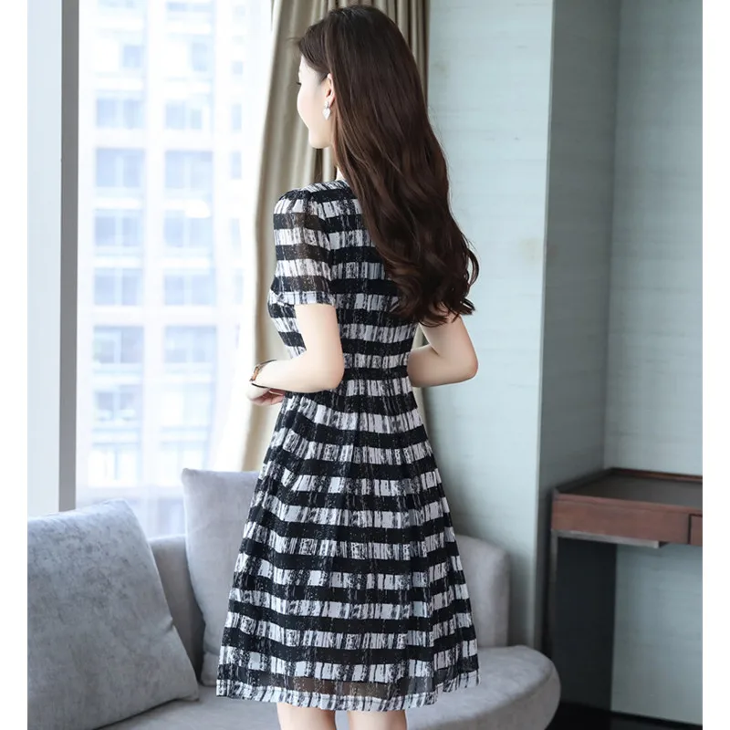 Женское элегантное ТРАПЕЦИЕВИДНОЕ ПЛАТЬЕ 2019 винтажные полосатые вечерние