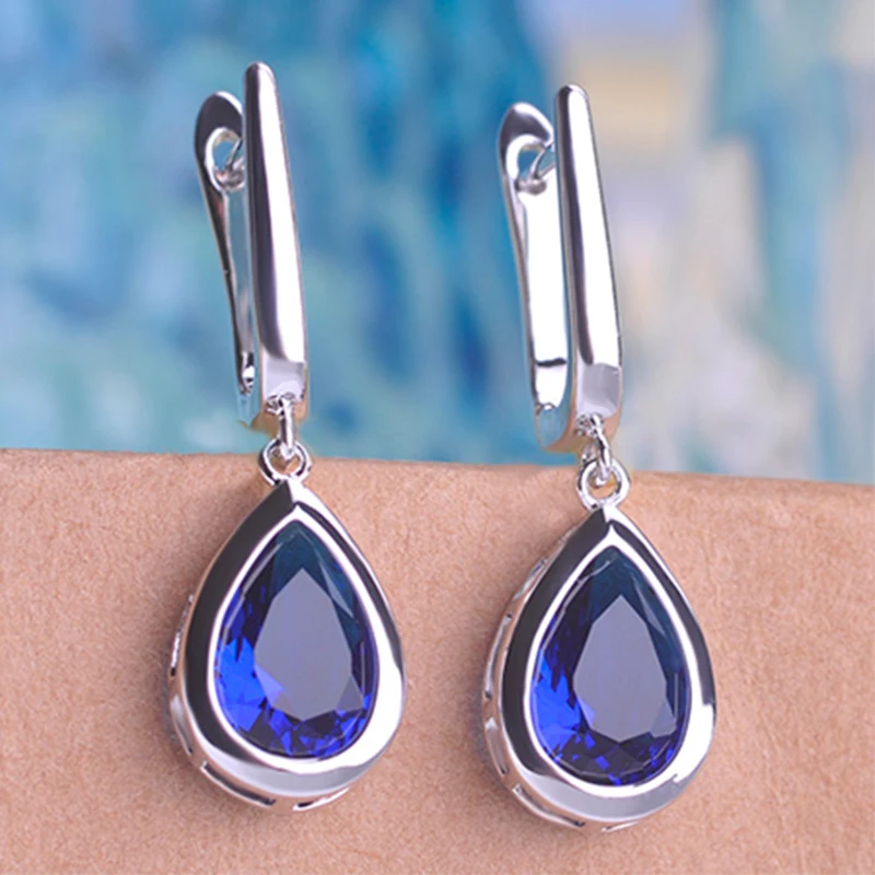 Шесть цветов серьги-капли с цирконием для женщин и девочек английский крючок