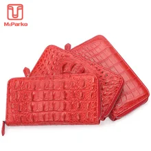 McParko Luxury Women Wallet Genuine leather crocodile clutch wallet alligator skin zipper purse red long money phone bag female