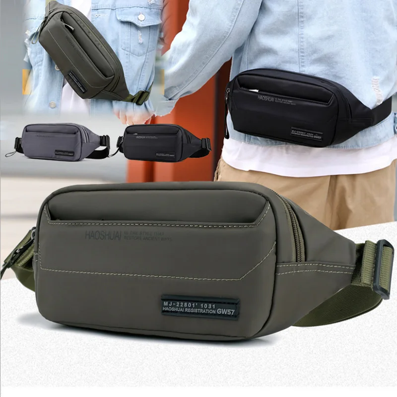 High Quality Nylon Waist Bag Hip Fanny Belt Pack Pouch Single Shoulder Cross Body Bags Men Genuine Leather Bum Waist Chest Bags new men genuine leather fanny pack waist chest bag vintage travel shoulder messenger hip belt bum pouch sling pack chest bag