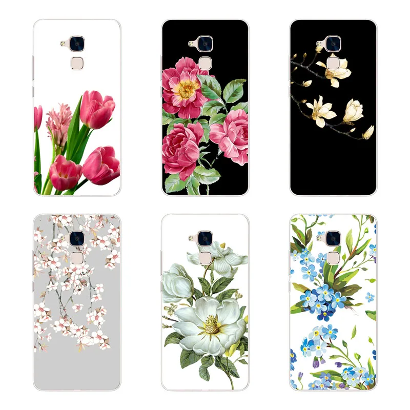 huawei honor 7 lite Case Silicon flowers Painting Soft TPU Back Cover for Protect Phone cases shell |