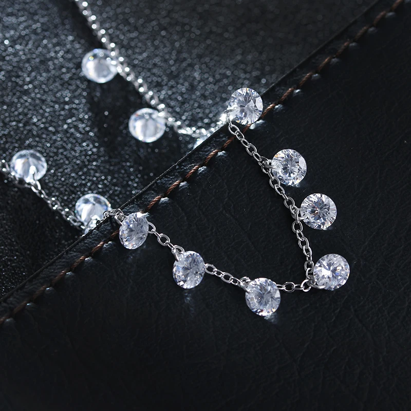Женское ожерелье из серебра 100% пробы с фианитами|chain necklace|fashion necklacenecklace fashion |