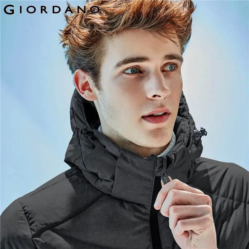 Giordano пальто мужской зимний пуховик с воротником состоящий из натурального утиного пуха, зимняя куртка, имеет три варианта окраса
