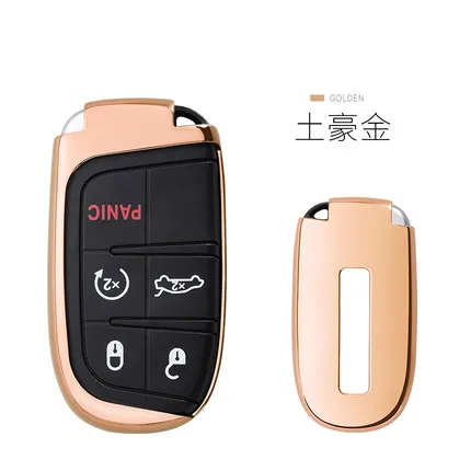 gold Мягкие TPU чехол Key автомобилей брелок для Jeep Grand Cherokee Chrysler 300C Renegade Патриот Fiat Freemont - Название цвета: gold