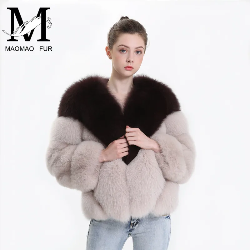 2018 модное пальто из натурального Лисьего меха женская куртка с длинным рукавом