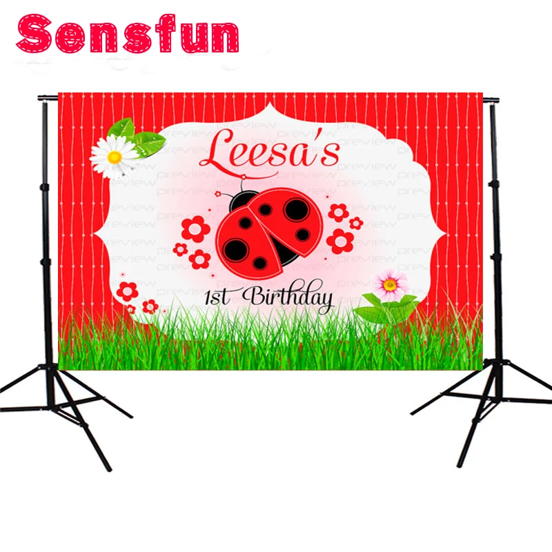 Фон для фотосъемки новорожденных Sensfun с изображением божьей коровки на день