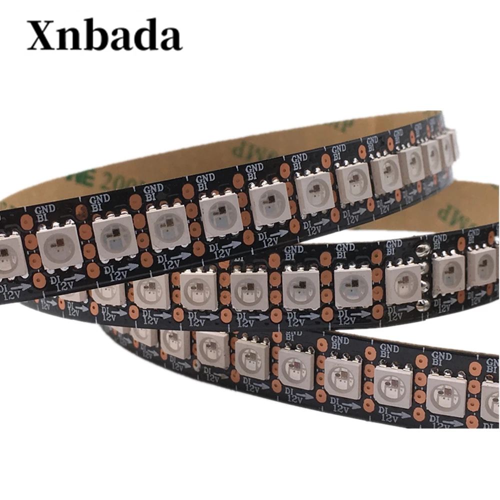 WS2815 DC12V синхро-адаптер длиной 1 м/3 М/4 м 30/60/100/144 светодиодный s/m RGB светодиодный Пиксели полосы светильник индивидуально адресуемых двойной сигнала умный светодиодный полосы