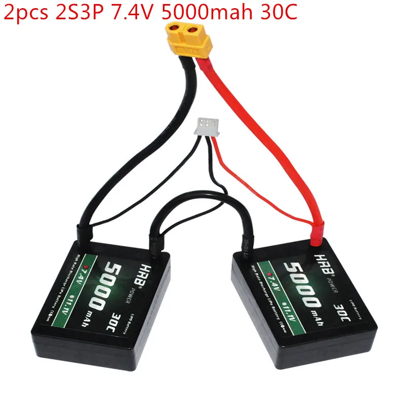 2 шт. hrb RC автомобиль Hardcase Липо Батарея 2S3P 7.4 В 5000 мАч 30C Max 60C литиевых bteria lipo пакет на