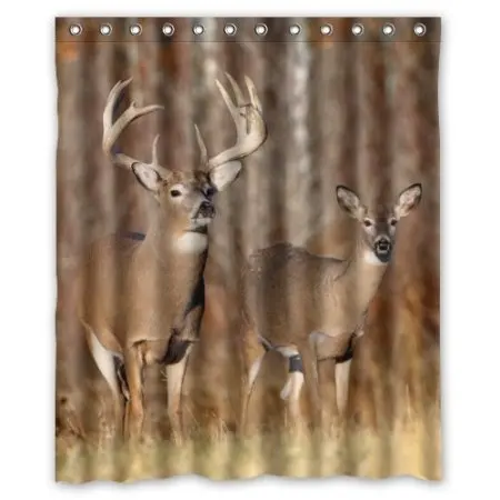 Две Милые Диких Оленей Водонепроницаемый Занавески Для Душа Полиэстера Ткань